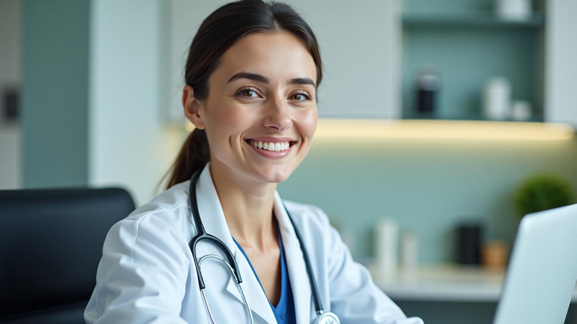 Relaxed doctor in modern medical office